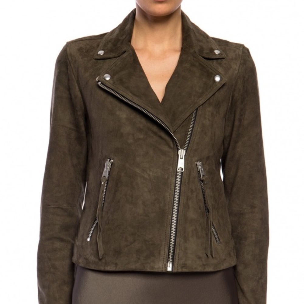 AllSaints Suede leather Dalby biker Jacket sz 4 S